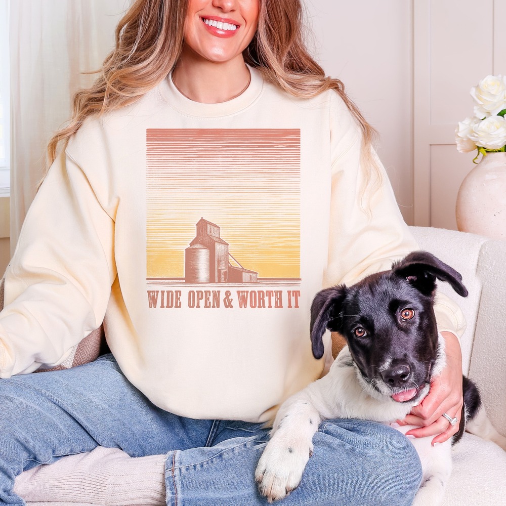 Wide Open & Worth It Grain Elevator at Last Light Sweatshirt